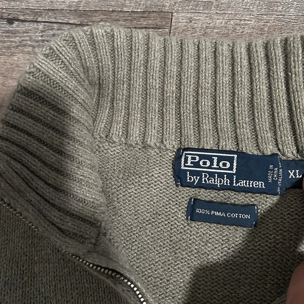 Polo Ralph Lauren Quarter Zip Sweater Mens XL Gray Cotton Knit Jumper Pullover
